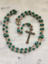 Load image into Gallery viewer, Green Malachite Rosary - Bronze Gemstone Beads
