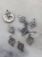 Load image into Gallery viewer, Our Lady of Sorrows Medal: Sterling Silver Rosary Links, Antique Reproduction Rosary Parts
