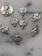 Load image into Gallery viewer, Our Lady of Sorrows Medal: Sterling Silver Rosary Links, Antique Reproduction Rosary Parts
