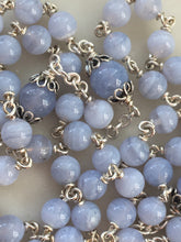 Load image into Gallery viewer, Blue Lace Agate Rosary - All Sterling Silver - Gemstones - Reproductions of Antique Medals CeCeAgnes
