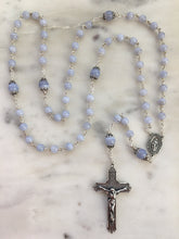 Load image into Gallery viewer, Blue Lace Agate Rosary - All Sterling Silver - Gemstones - Reproductions of Antique Medals CeCeAgnes
