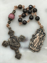 Load image into Gallery viewer, Carmelite Saint Therese Pocket Rosary - Our Lady of Mount Carmel Medal - Bronze Tenner - Single Decade Rosary CeCeAgnes

