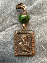 Load image into Gallery viewer, Bag Charm  Catholic Saint Patrick Zipper Pull - Bronze and Chrome Diopside
