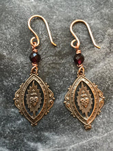 Load image into Gallery viewer, Sacred Heart Earrings - Bronze and Garnet
