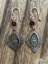 Load image into Gallery viewer, Sacred Heart Earrings - Bronze and Garnet
