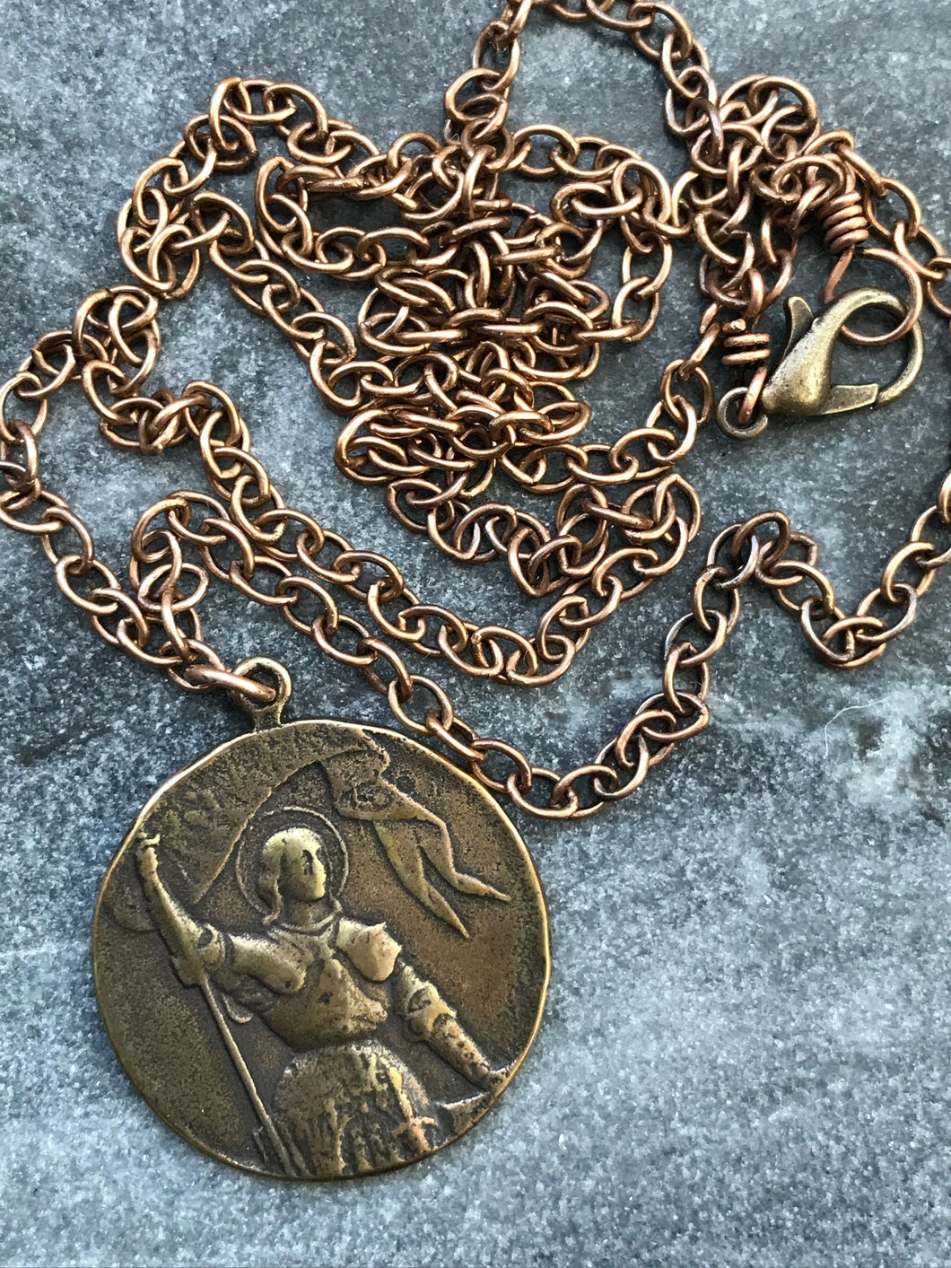 Joan of Arc Solid Bronze Necklace