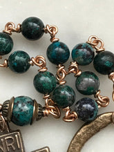 Load image into Gallery viewer, Irish Penal Rosary -Chrysocolla Gemstones - Beautiful Crucifix - Single Decade Rosary
