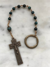 Load image into Gallery viewer, Irish Penal Rosary -Chrysocolla Gemstones - Beautiful Crucifix - Single Decade Rosary
