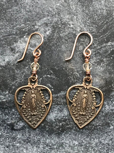 Our Lady of Lourdes Bronze Earrings