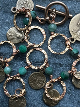 Load image into Gallery viewer, Seven Sorrows Bronze Charm Bracelet - Emerald Gemstones
