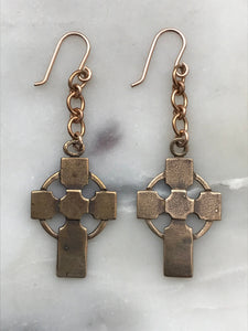 Celtic Cross Bronze Earrings