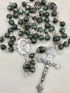 Beautiful Seraphinite Rosary - Sterling SilveR - Pardon Crucifix - Wire-wrapped - Heirloom