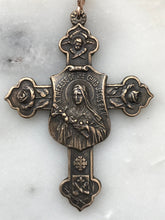 Load image into Gallery viewer, Saint Therese Cross -  Bronze - Antique Reproduction 904 CeCeAgnes Rosary Parts

