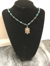 Load image into Gallery viewer, Miraculous Medal Necklace -Rosary - Apatite and Bronze
