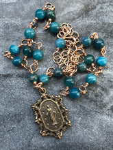 Load image into Gallery viewer, Miraculous Medal Necklace -Rosary - Apatite and Bronze
