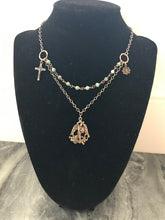 Load image into Gallery viewer, Emerald Rosary Necklace - Saint Michael- Miraculous Medal -Saint Benedict - Solid  Bronze
