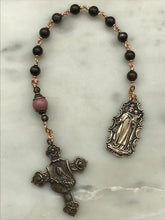 Load image into Gallery viewer, Carmelite Saint Therese Pocket Rosary - Our Lady of Mount Carmel Medal - Bronze Tenner - Single Decade Rosary CeCeAgnes
