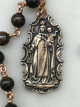 Load image into Gallery viewer, Carmelite Saint Therese Pocket Rosary - Our Lady of Mount Carmel Medal - Bronze Tenner - Single Decade Rosary CeCeAgnes
