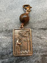 Load image into Gallery viewer, Bag Charm  Catholic Saint Francis Zipper Pull - Bronze and Bronzite
