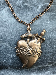 Immaculate Heart Solid Bronze Necklace