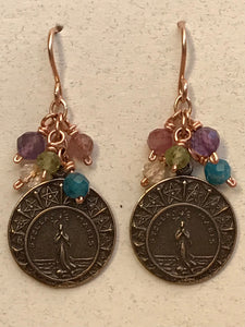 Stella Maris Earrings - Bronze and Gemstones