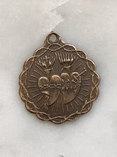 Load image into Gallery viewer, Medal - Twin Hearts - Bronze or Sterling Silver - Antique Reproduction 1329 CeCeAgnes Rosary Parts
