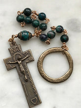 Load image into Gallery viewer, Irish Penal Rosary -Chrysocolla Gemstones - Beautiful Crucifix - Single Decade Rosary
