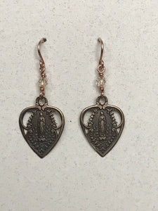 Our Lady of Lourdes Bronze Earrings