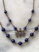 Load image into Gallery viewer, Seven Sorrows Necklace- OL of Sorrows, Lapis Gemstones and Bronze
