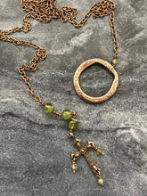 Load image into Gallery viewer, Three Hail Mary Adjustable Solid Bronze Necklace - Peridot
