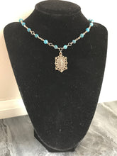 Load image into Gallery viewer, Miraculous Medal Necklace -Rosary - Apatite and Bronze
