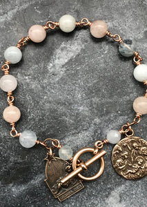 Morganite Infant Jesus Bracelet - Solid Bronze