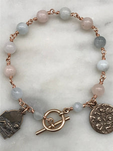 Morganite Infant Jesus Bracelet - Solid Bronze