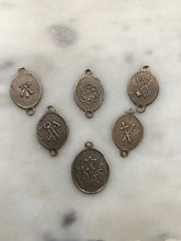 Load image into Gallery viewer, Our Lady of Sorrows Medal: Antique Sterling Silver/Bronze Five Wounds Links Rosary Parts
