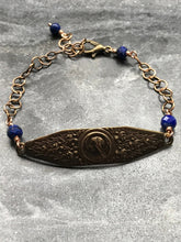 Load image into Gallery viewer, Virgin Mary Bracelet - Lapis Gemstones - Bronze
