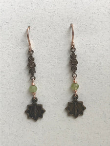 Miraculous Medal Earrings - Peridot and Bronze