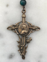 Load image into Gallery viewer, Joan of Arc Necklace - Solid  Bronze - Three Hail Mary - Chrysocolla
