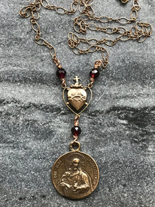 Sacred Heart Necklace - Solid  Bronze