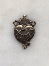 Load image into Gallery viewer, Rosary Center - Sacred Heart - Bronze  - Antique Reproduction 613 CeCeAgnes Rosary Parts
