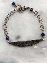 Load image into Gallery viewer, Virgin Mary Bracelet - Lapis Gemstones - Bronze
