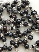 Load image into Gallery viewer, Sterling Silver Rosary - Sugilite Gemstones - Saint Michael - OL of Sorrows
