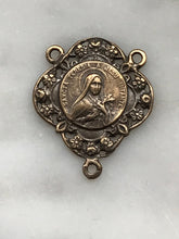 Load image into Gallery viewer, Saint Therese Rosary Centerpiece - Bronze or Sterling Silver - Antique Reproduction 067 CeCeAgnes Rosary Parts
