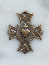 Load image into Gallery viewer, Medal - Sacred Heart - Bronze  - Antique Reproduction 1147 CeCeAgnes Rosary Parts
