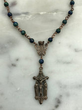 Load image into Gallery viewer, Rosary Necklace - Azurite and Bronze
