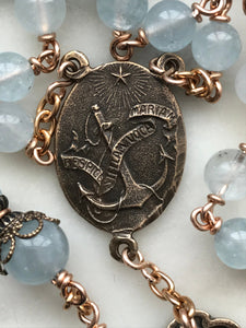 Aquamarine Rosary - Bronze - Stella Maris Center CeCeAgnes