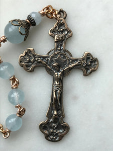 Aquamarine Rosary - Bronze - Stella Maris Center CeCeAgnes