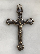 Load image into Gallery viewer, Petite Crucifix - Bronze  - Antique Reproduction 279 CeCeAgnes Rosary Parts
