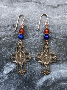 Miraculous Medal Earrings - Bronze