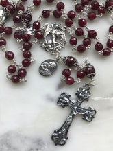 Load image into Gallery viewer, Brilliant Ruby Gemstone Rosary - Saint Michael and Virgin Mary - Sterling Silver
