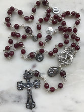 Load image into Gallery viewer, Brilliant Ruby Gemstone Rosary - Saint Michael and Virgin Mary - Sterling Silver
